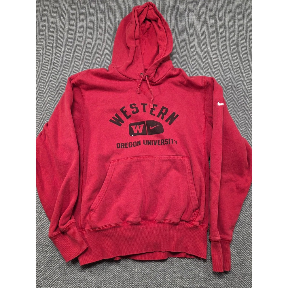 Nike Western Oregon University Hoodie Mens Medium Red Pullover WOU Graphic Sweat